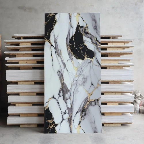 High Glossy UV Coated PVC Marble Sheet factory